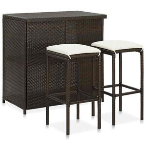 vidaXL Set da Bar 3 pz in Polyrattan Marrone