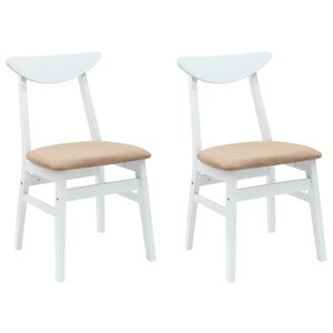 vidaXL Sedie da pranzo 2 pz Legno di gomma solido Bianco