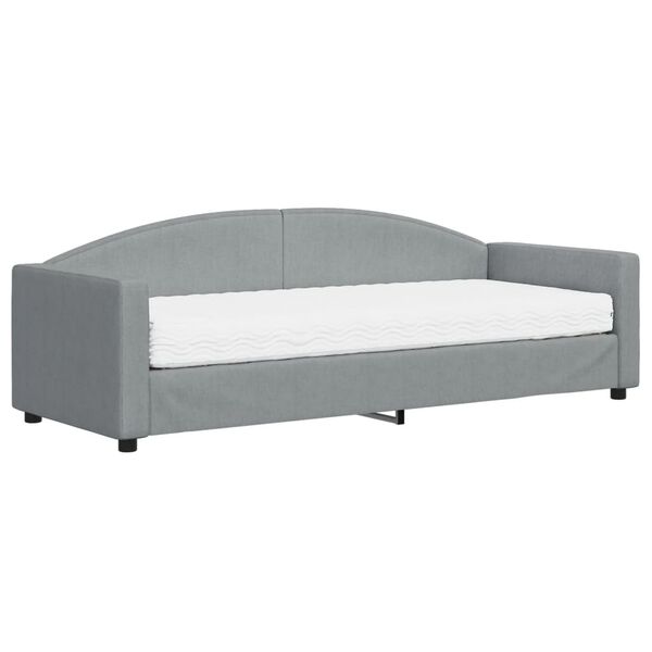 vidaXL Divano Letto con Materasso Grigio Chiaro 80x200 cm in Tessuto