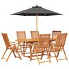 vidaXL Set da pranzo da esterno con ombrellone 8 pz