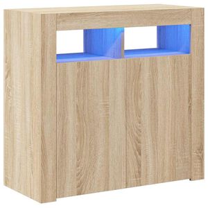 vidaXL Credenza con Luci LED Rovere Sonoma 80x35x75 cm