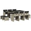 vidaXL Set Pranzo Giardino 11pz con Cuscini Grigio Chiaro Polyrattan