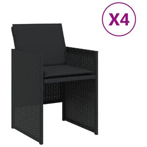 vidaXL Sedie da Giardino con Cuscini 4 pz Nere in Polyrattan