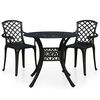 vidaXL Set da Bistrot 3 pz in Alluminio Pressofuso Nero