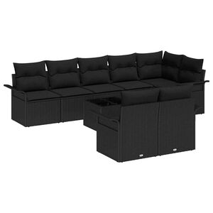 vidaXL Set Divano da Giardino con cuscino 9 pcs Nero Poly Rattan