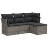 vidaXL Set Divani da Giardino 4 pz con Cuscini in Polyrattan Grigio