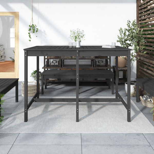 vidaXL Tavolo da Giardino Grigio 159,5x82,5x110 cm Legno Massello Pino