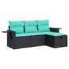 vidaXL Set Divani da Giardino 4 pz con Cuscini Nero in Polyrattan