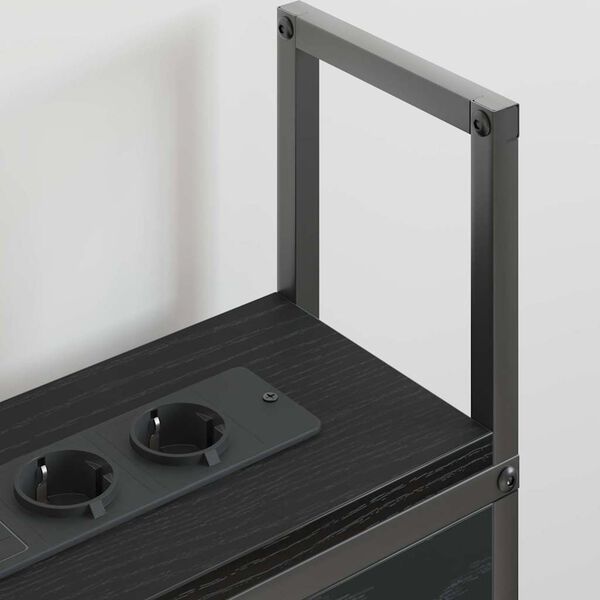 vidaXL Testiera con Stazione di Carica e Storage Rovere nero