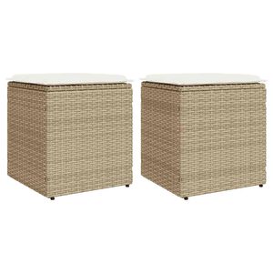 vidaXL Sgabelli Giardino con Cuscini 4pz Beige 40x40x43 cm Polyrattan