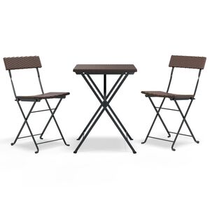 vidaXL Set Pieghevole da Bistr&ograve; 3 pz Marrone in Polyrattan