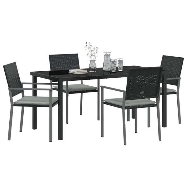 vidaXL Set da Pranzo per Giardino 5 pcs Nero e Grigio Chiaro