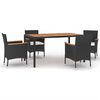 vidaXL Set da Pranzo da Giardino 5 pz Nero con Cuscini in Polyrattan
