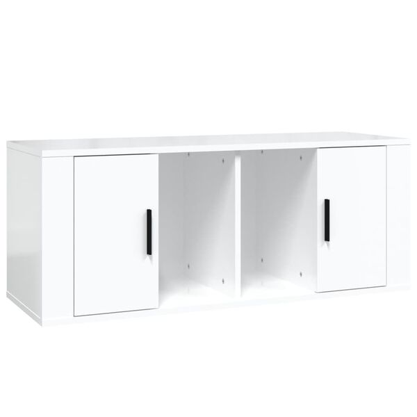 vidaXL Mobile Porta TV Bianco Lucido 100x35x40 cm in Legno Multistrato