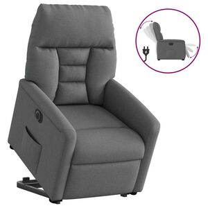 vidaXL Poltrona Alzapersona Reclinabile Elettrica Grigio Scuro Tessuto