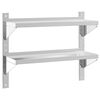 vidaXL Mensola a Muro 2 Ripiani 75x23,5x60cm Argento in Acciaio Inox