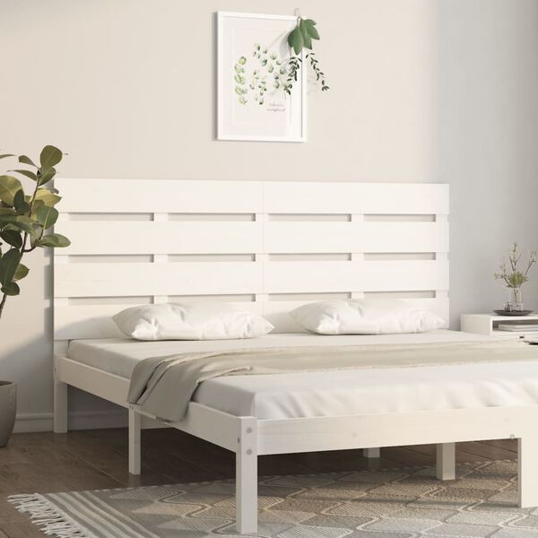 vidaXL Testiera per Letto Bianco 150x3x80 cm in Legno Massello di Pino