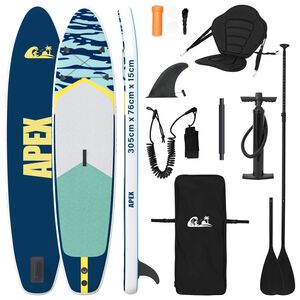 vidaXL SUP Board con Seggiolino 2-in-1 APEX 305 x 76 x 15 cm Blu per
