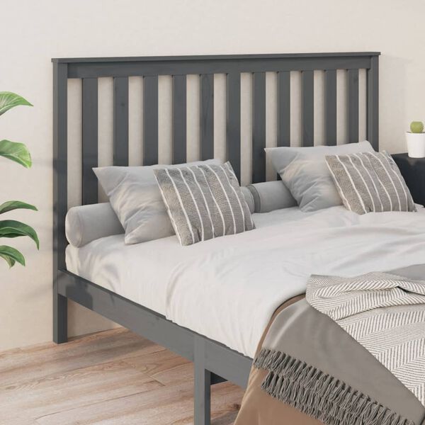 vidaXL Testiera per Letto Grigia 166x6x101cm in Legno Massello di Pino