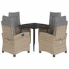 vidaXL Set Pranzo da Giardino 5 pz con Cuscini Beige Misto Polyrattan
