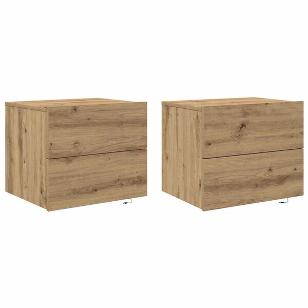 vidaXL Armadio da Notte 2 pcs Rovere artigianale 50 x 39 x 41 cm