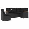 vidaXL Set Divani da Giardino 5 pz con Cuscini in Polyrattan Nero