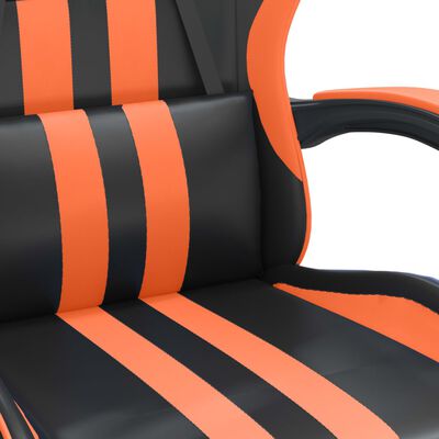 vidaXL Sedia da Gaming Girevole Poggiapiedi Nero Arancione Similpelle