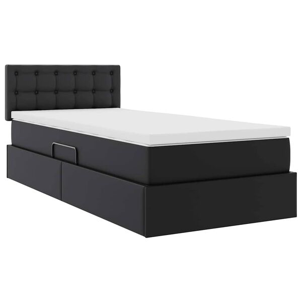 vidaXL Letto con contenitore e materasso Nero 100 x 200 cm