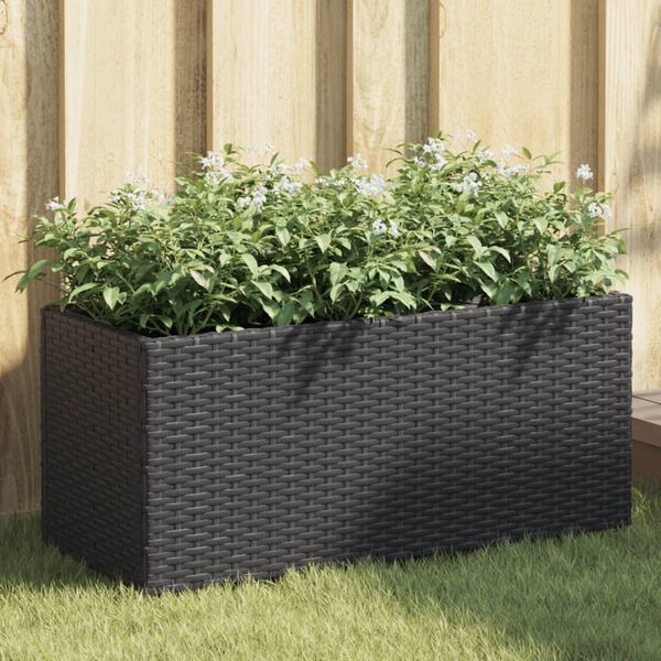 vidaXL Fioriere da Giardino con 2 Vasi Nere 72x30x32 cm in Polyrattan