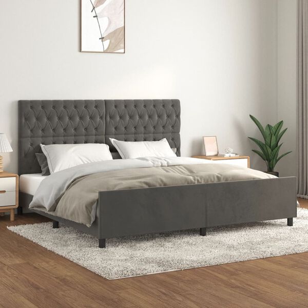 vidaXL Giroletto senza Materasso Grigio Scuro 200x200 cm Velluto
