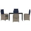 vidaXL Set da Pranzo per Giardino con cuscino 5 pcs Grigio polyrattan