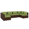 vidaXL Set Divani da Giardino 6 pz con Cuscini in Polyrattan Marrone