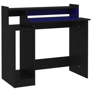 vidaXL Scrivania con Luci LED Nera 97x45x90 cm in Legno Multistrato