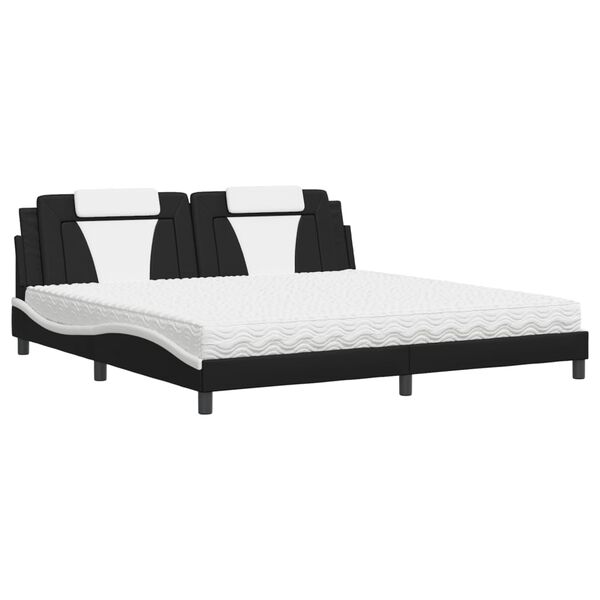 vidaXL Letto Viana con Materasso Nero e Bianco 200x200cm in Similpelle