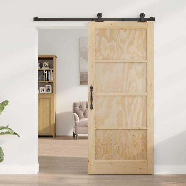vidaXL Porta scorrevole ORKDAL Marrone 86 x 198,5 cm Pino massello