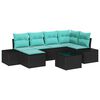 vidaXL Set Divano da Giardino 6 pz Nero e Turchese polyrattan