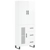 vidaXL Credenza Bianco Lucido 69,5x34x180 cm in Legno Multistrato