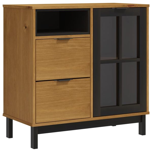 vidaXL Credenza con Anta in Vetro FLAM 80x40x80 cm Massello di Pino