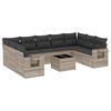 vidaXL Set Divano Giardino 10 pz con Cuscini Grigio Chiaro Polyrattan