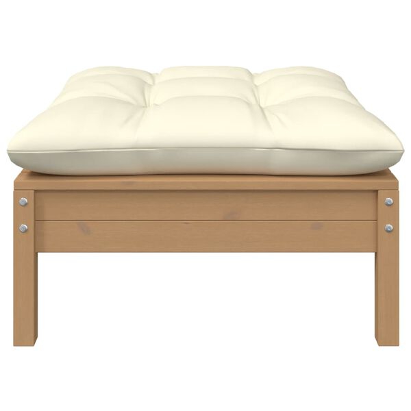 vidaXL Sgabello da Giardino Ambra con Cuscino Crema in Legno di Pino