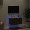 vidaXL Mobile TV a Parete con Luci LED Rovere Marrone 60x35x31 cm