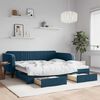 vidaXL Divano Letto Estraibile con Cassetti Blu 100x200 cm in Velluto