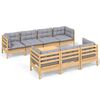 vidaXL Set Divani da Giardino 8 pz con Cuscini Grigi Massello di Pino