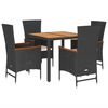 vidaXL Set da Pranzo da Giardino 5 pz Nero con Cuscini in Polyrattan