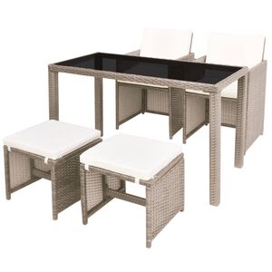 vidaXL Set da Pranzo da Giardino 5 pz con Cuscini in Polyrattan Beige