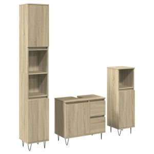 vidaXL Set Mobili da Bagno 3 pz Rovere Sonoma in Legno Multistrato