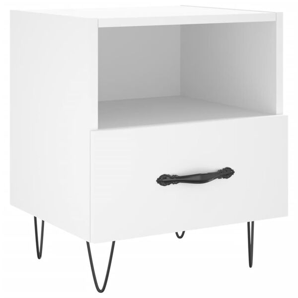 vidaXL Comodino Bianco 40x35x47,5 cm in Legno Multistrato