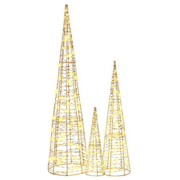 vidaXL Albero di Natale 3 pcs Bianco caldo 20 x 20 x 80 cm PET