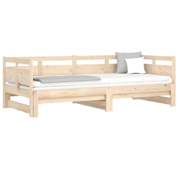 vidaXL Dormeuse Estraibile in Legno Massello di Pino 2x(90x190) cm