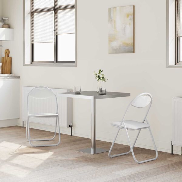 vidaXL Sedia pieghevole 2 pcs Bianco 48 x 43,5 x 81 cm Pelle Sintetica
